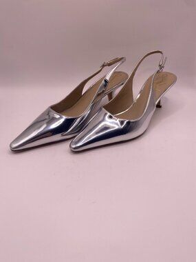 Sam Edelman Womens Bianka Silver Patent Sling Pointy Toe Heel Sz 7